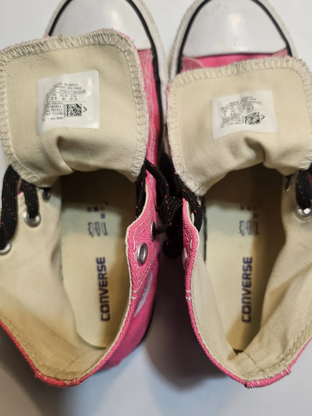 Converse Hot Pink High-Top Canvas Sneakers with Black Laces